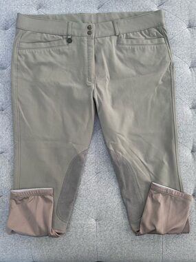 EUC OVATION 42 TAN SUEDE KNEE PATCH BREECHES WOMANS PLUS SIZE RIDING TIGHTS